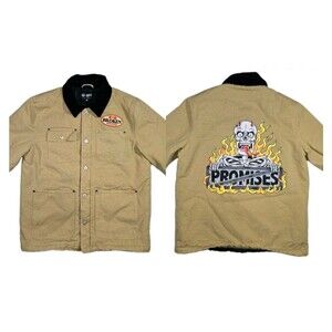 Mens Broken Promises Louis Khaki Gas Station Style Jacket Medium "Heavy"